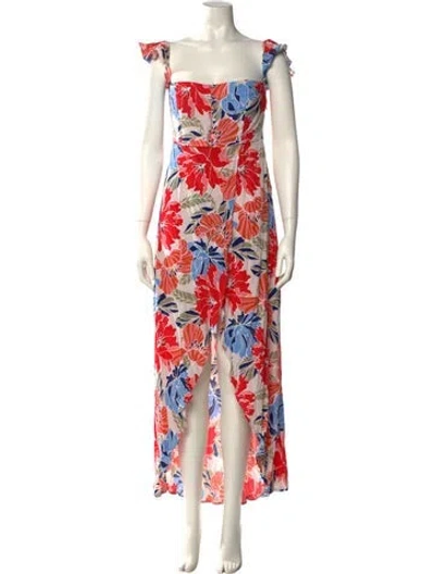 Pre-owned Astr Floral Print Long Dress In Red