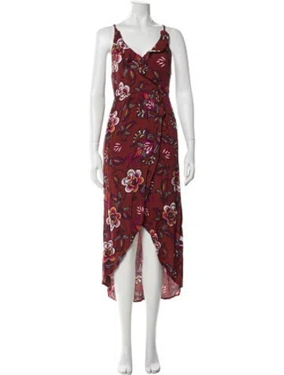Pre-owned Astr Floral Print Long Dress In Red