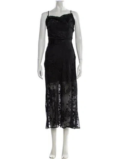 Pre-owned Astr Floral Print Long Dress W/ Tags In Black