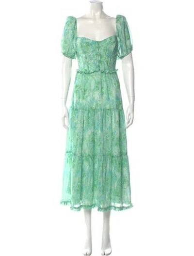 Pre-owned Astr Floral Print Long Dress W/ Tags In Green