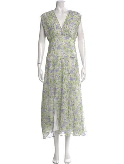 Pre-owned Astr Floral Print Long Dress W/ Tags In Green
