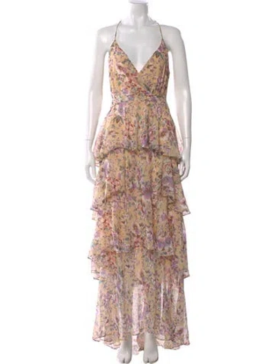 Pre-owned Astr Floral Print Long Dress W/ Tags In Multi