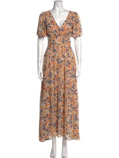 Pre-owned Astr Floral Print Long Dress W/ Tags In Neutral