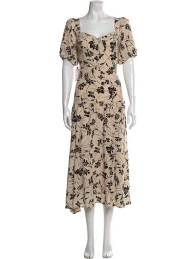 Pre-owned Astr Floral Print Long Dress W/ Tags In Neutrals