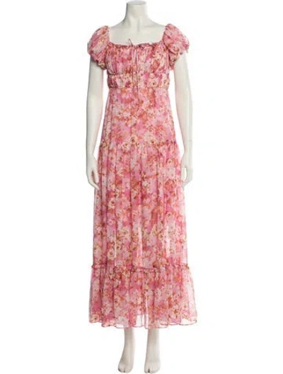 Pre-owned Astr Floral Print Long Dress W/ Tags In Pink