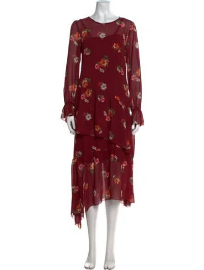 Pre-owned Astr Floral Print Long Dress W/ Tags In Red