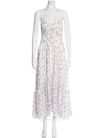 Pre-owned Astr Floral Print Long Dress In White