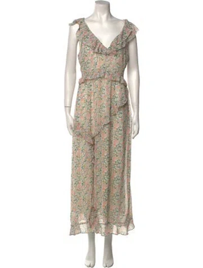 Pre-owned Astr Floral Print Long Dress In Yellow