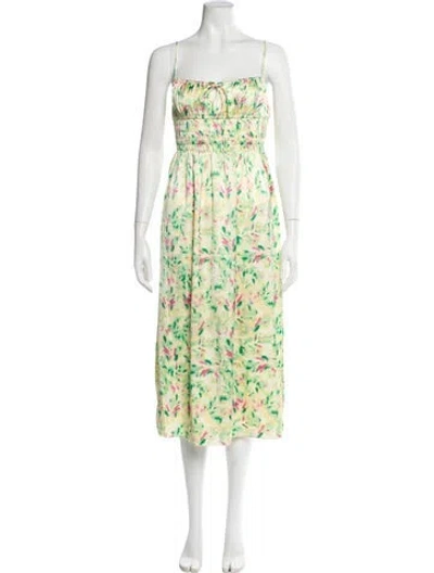Pre-owned Astr Floral Print Long Dress In Yellow