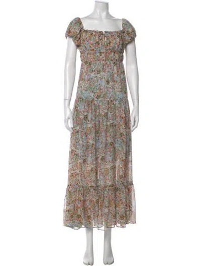 Pre-owned Astr Floral Print Long Dress In Yellow