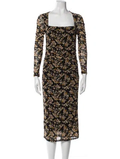 Pre-owned Astr Floral Print Midi Length Dress In Black