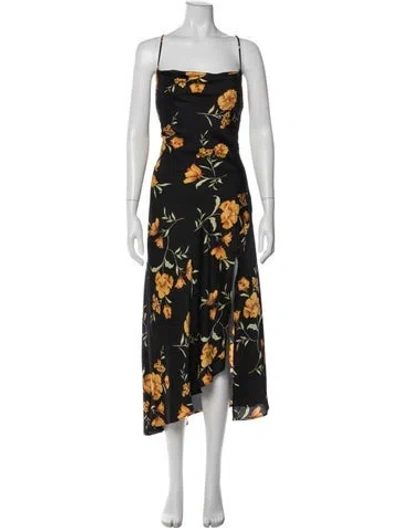 Pre-owned Astr Floral Print Midi Length Dress In Black
