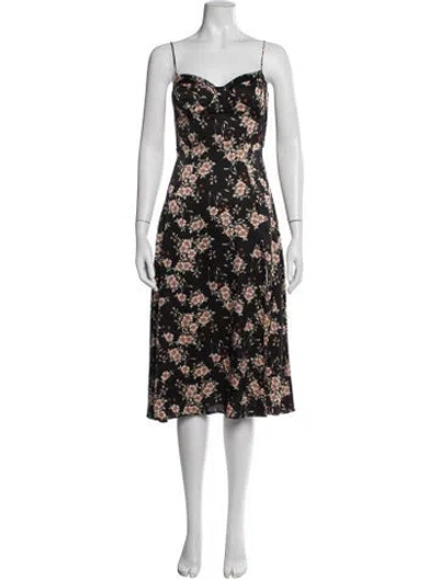 Pre-owned Astr Floral Print Midi Length Dress In Black