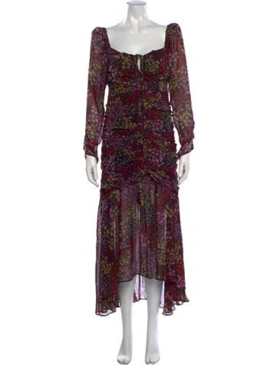 Pre-owned Astr Floral Print Midi Length Dress In Black