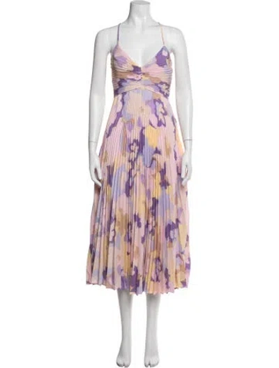 Pre-owned Astr Floral Print Midi Length Dress In Black/orange/purple