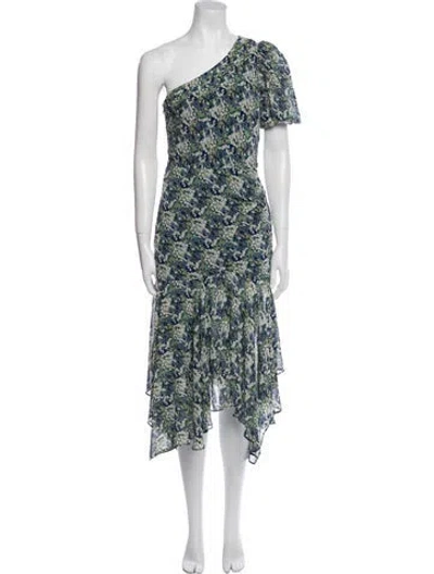 Pre-owned Astr Floral Print Midi Length Dress In Blue