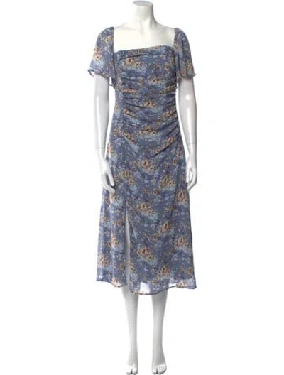 Pre-owned Astr Floral Print Midi Length Dress In Blue