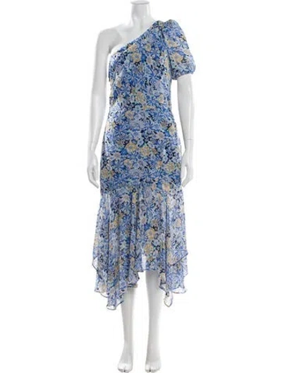 Pre-owned Astr Floral Print Midi Length Dress In Blue