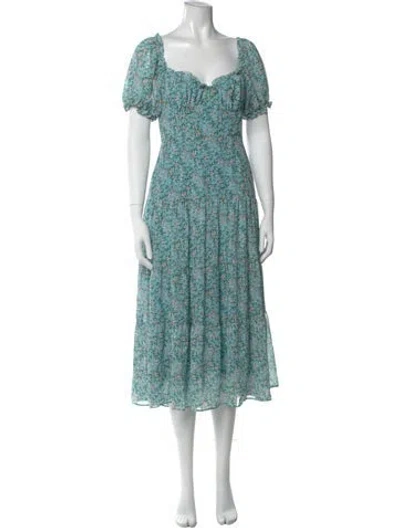 Pre-owned Astr Floral Print Midi Length Dress In Blue