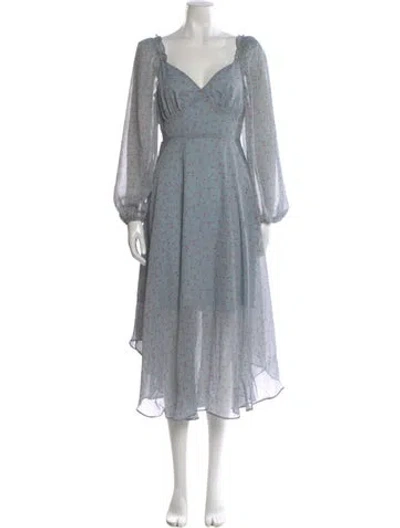 Pre-owned Astr Floral Print Midi Length Dress In Blue