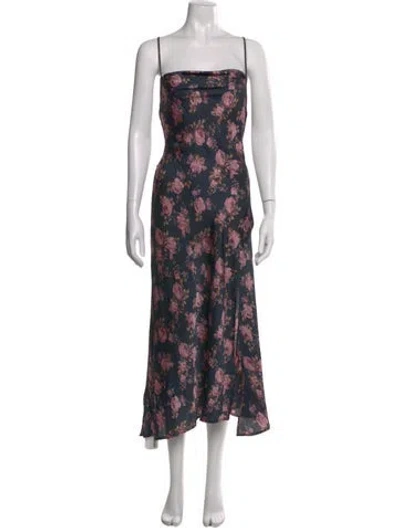 Pre-owned Astr Floral Print Midi Length Dress In Blue
