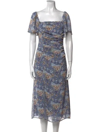 Pre-owned Astr Floral Print Midi Length Dress In Blue