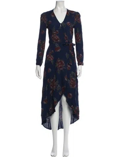 Pre-owned Astr Floral Print Midi Length Dress In Blue
