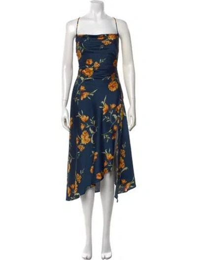 Pre-owned Astr Floral Print Midi Length Dress In Blue