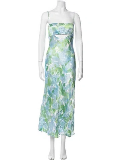 Pre-owned Astr Floral Print Midi Length Dress In Blue