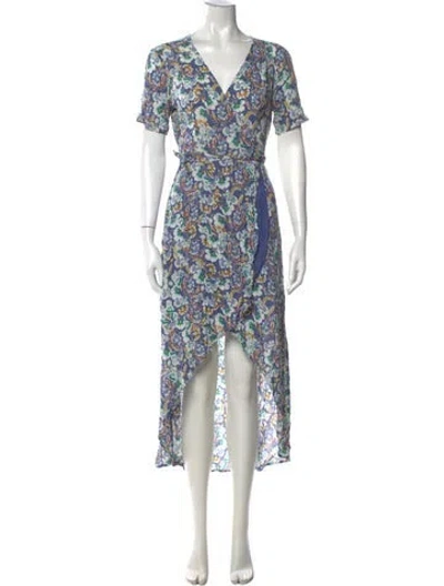 Pre-owned Astr Floral Print Midi Length Dress In Blue