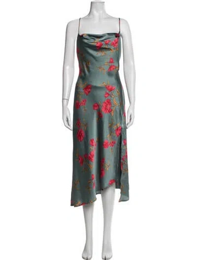 Pre-owned Astr Floral Print Midi Length Dress In Blue