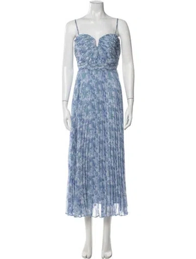 Pre-owned Astr Floral Print Midi Length Dress In Blue