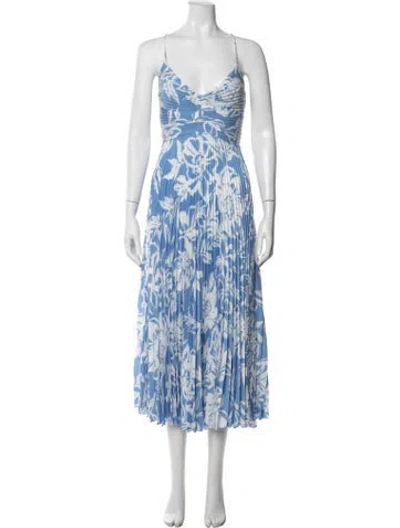 Pre-owned Astr Floral Print Midi Length Dress In Blue