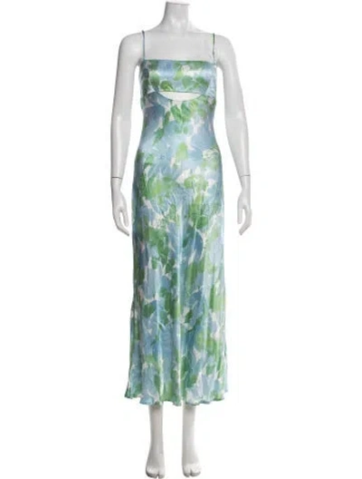 Pre-owned Astr Floral Print Midi Length Dress In Blue