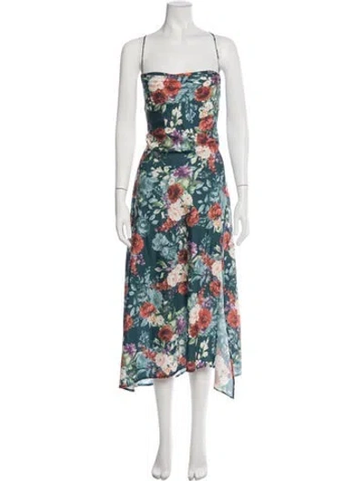Pre-owned Astr Floral Print Midi Length Dress In Blue