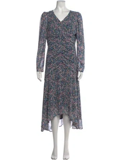 Pre-owned Astr Floral Print Midi Length Dress In Blue