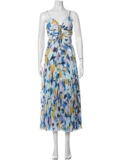 Pre-owned Astr Floral Print Midi Length Dress In Blue