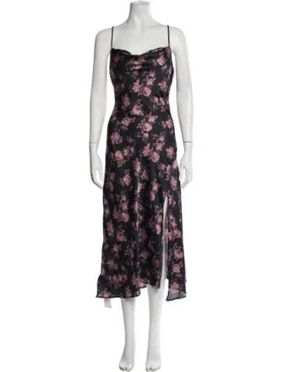 Pre-owned Astr Floral Print Midi Length Dress In Blue