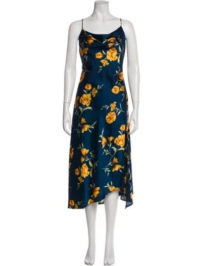 Pre-owned Astr Floral Print Midi Length Dress In Green