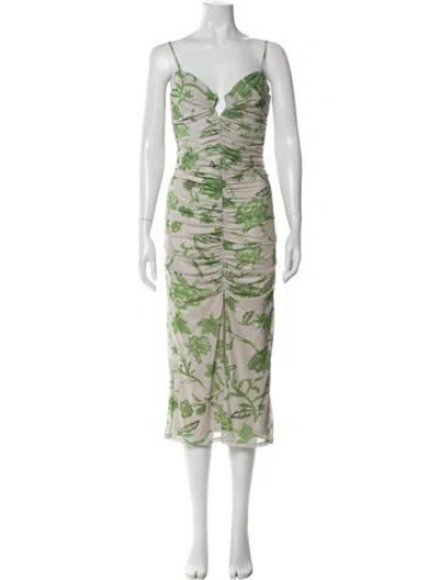 Pre-owned Astr Floral Print Midi Length Dress In Green