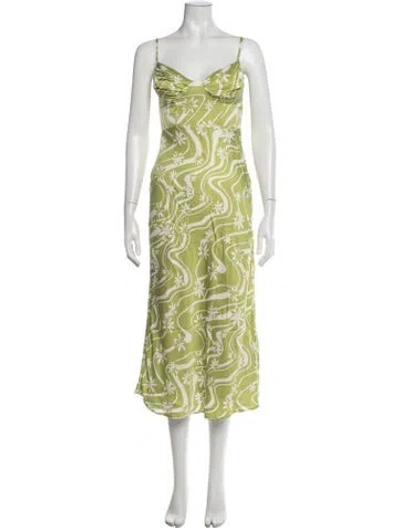 Pre-owned Astr Floral Print Midi Length Dress In Green