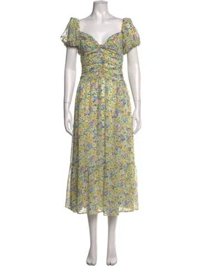 Pre-owned Astr Floral Print Midi Length Dress In Green