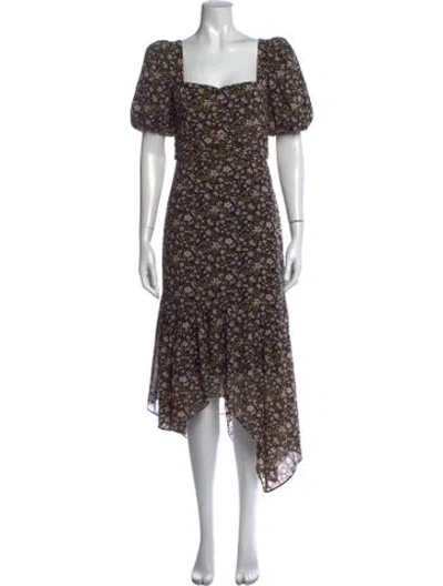 Pre-owned Astr Floral Print Midi Length Dress In Green