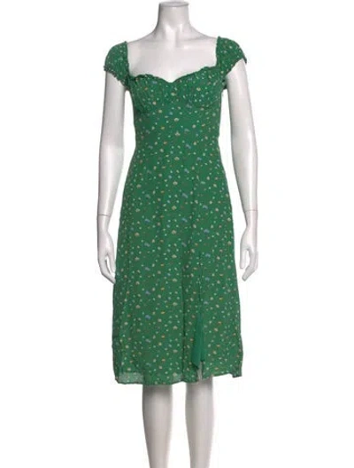 Pre-owned Astr Floral Print Midi Length Dress In Green