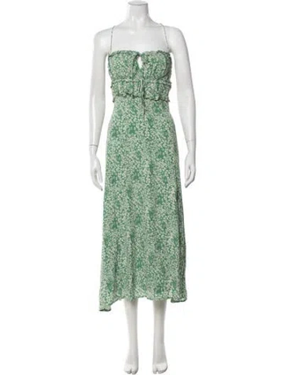 Pre-owned Astr Floral Print Midi Length Dress In Green