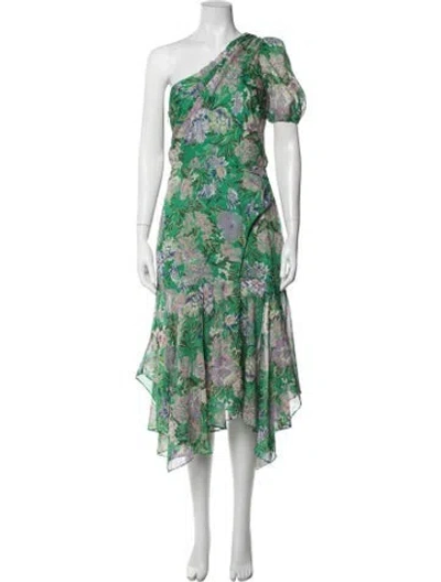 Pre-owned Astr Floral Print Midi Length Dress In Green
