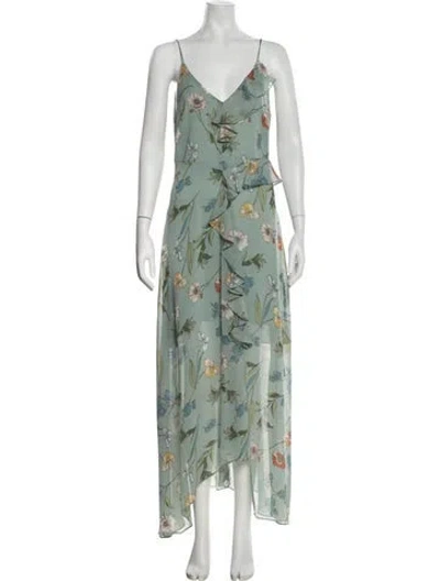 Pre-owned Astr Floral Print Midi Length Dress In Green