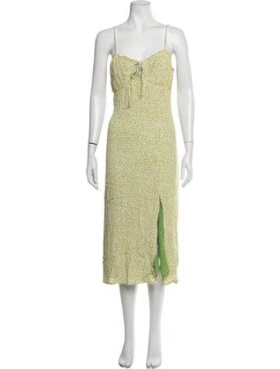 Pre-owned Astr Floral Print Midi Length Dress In Green