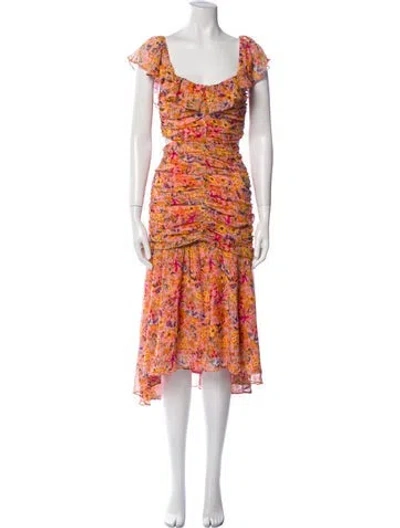 Pre-owned Astr Floral Print Midi Length Dress In Multi