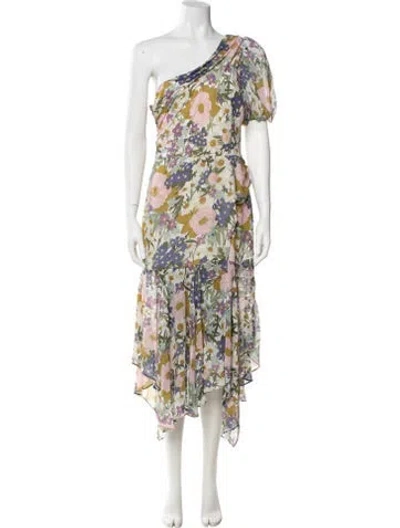 Pre-owned Astr Floral Print Midi Length Dress In Neutral